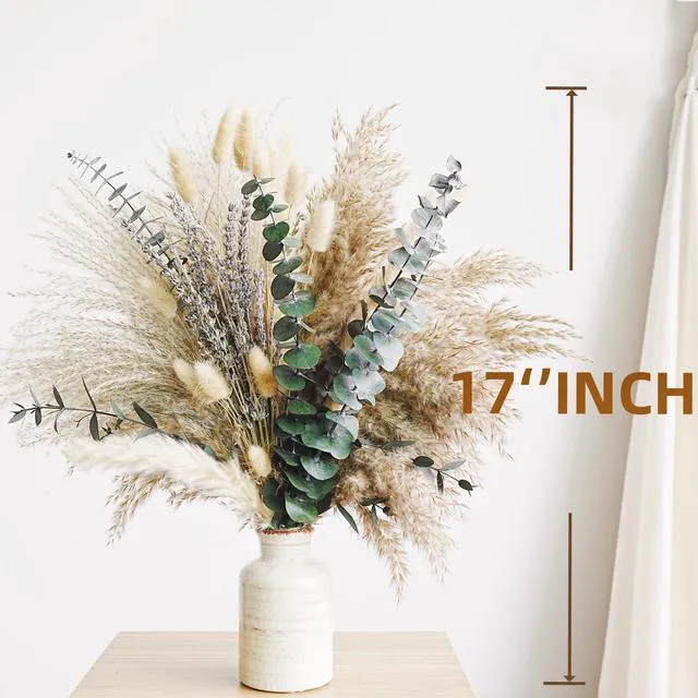 Alt view image 2 of 7 - Green Pampas Grass Boho Bouquet Exquisite Lavender and Eucalyptus Dried Flower Arrangements for Western Boho Decor Rustic Flowers for Your Bohemian Home, Bedroom, and Wedding Table Décor