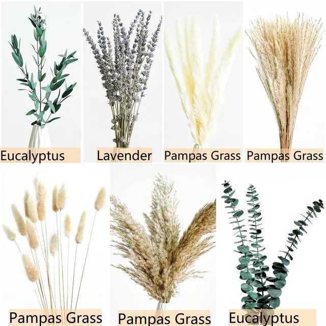 Alt view image 3 of 7 - Green Pampas Grass Boho Bouquet Exquisite Lavender and Eucalyptus Dried Flower Arrangements for Western Boho Decor Rustic Flowers for Your Bohemian Home, Bedroom, and Wedding Table Décor