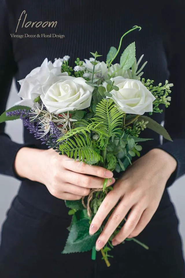 Alt view image 2 of 7 - Artificial Flowers 25pcs Real Looking Ivory Foam Fake Roses with Stems for DIY Wedding Bouquets White Bridal Shower Centerpieces Arrangements Party Tables Decorations