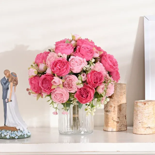 Alt view image 2 of 7 - 2 Packs Peonies Artificial Flowers, Mixed Pink Artificial Peonies, Silk Peonies Flowers Fake Peonies Artificial Flowers Peonies Bouquet for Centerpiece Table Wedding Party Home Decor
