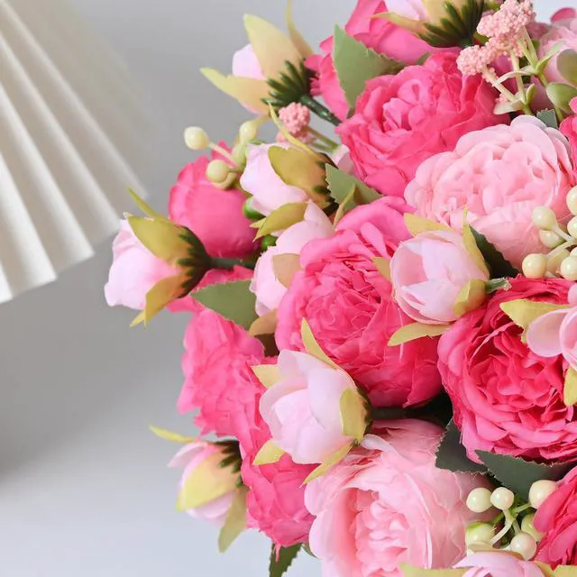 Alt view image 6 of 7 - 2 Packs Peonies Artificial Flowers, Mixed Pink Artificial Peonies, Silk Peonies Flowers Fake Peonies Artificial Flowers Peonies Bouquet for Centerpiece Table Wedding Party Home Decor
