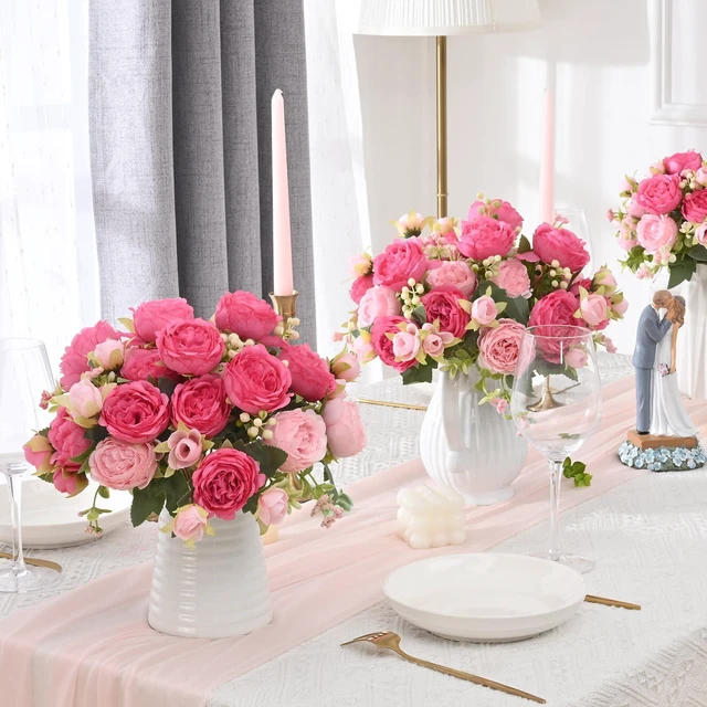 Alt view image 7 of 7 - 2 Packs Peonies Artificial Flowers, Mixed Pink Artificial Peonies, Silk Peonies Flowers Fake Peonies Artificial Flowers Peonies Bouquet for Centerpiece Table Wedding Party Home Decor