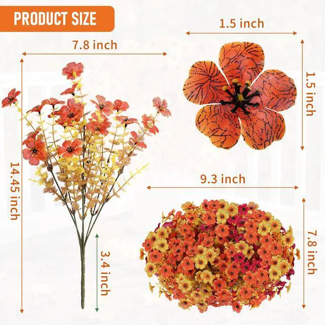 Alt view image 2 of 6 - 13 Bundles Artificial Fall Flowers Fake Mums for Outdoor (Autumn Colors) | Fake Fall Flowers Silk Flowers UV Resistant Faux Plants for Outside Front Porch Hanging Planter Garden Home Fall Decor