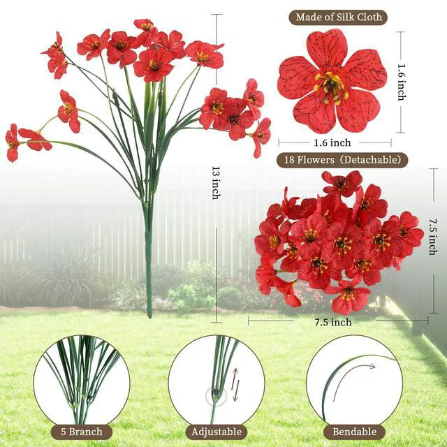 Alt view image 2 of 7 - 24 Bundles Artificial Flowers for Outdoors/Indoors, Fake Flowers Plants for Indoor Outside Garden Porch Window Box Home Wedding Farmhouse(8 Color)