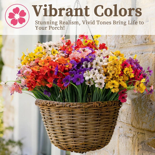 Alt view image 6 of 7 - 24 Bundles Artificial Flowers for Outdoors/Indoors, Fake Flowers Plants for Indoor Outside Garden Porch Window Box Home Wedding Farmhouse(8 Color)