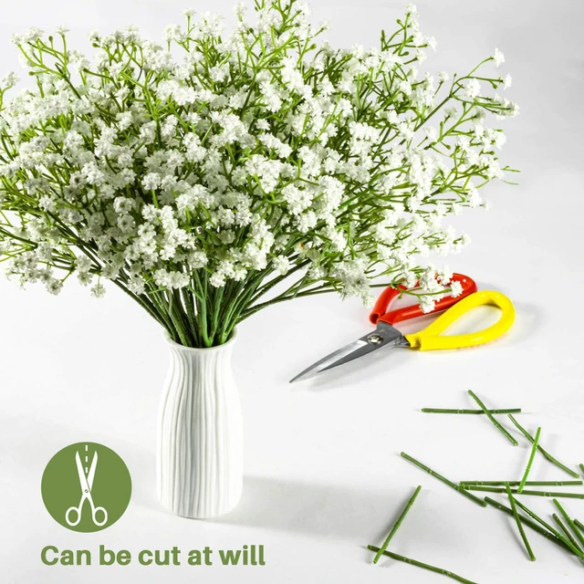 Alt view image 3 of 6 - 6 Babys Breath Artificial Flowers - White Faux Gypsophila Bouquet | Realistic Fake Flower Greenery for Wedding Centerpieces, Table Decorations, Bridal Bouquets, Home & Party Floral Arrangements