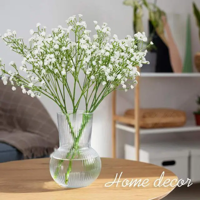 Alt view image 4 of 6 - 6 Babys Breath Artificial Flowers - White Faux Gypsophila Bouquet | Realistic Fake Flower Greenery for Wedding Centerpieces, Table Decorations, Bridal Bouquets, Home & Party Floral Arrangements