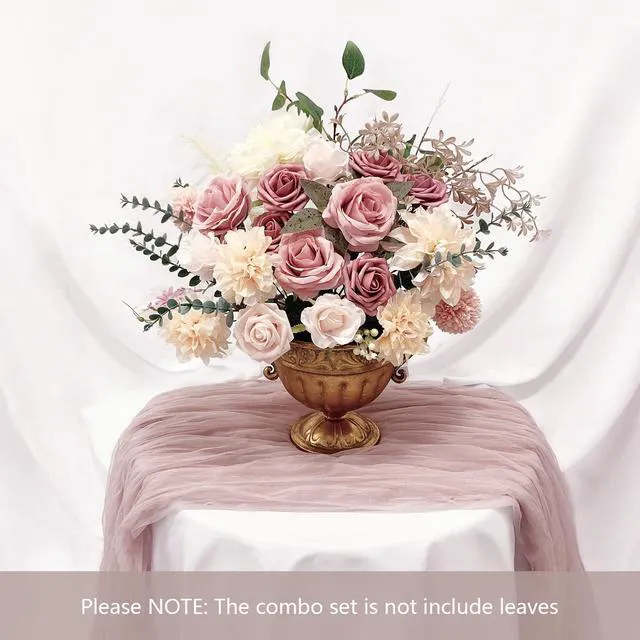 Alt view image 4 of 7 - Roses Artificial Flowers Pink Bouquets Box Set for DIY Bridal Wedding Shower Decorations Fake Floral Arrangements for Party Table Centerpieces Home Decor Indoor Outdoor Dusty Blush 19pcs