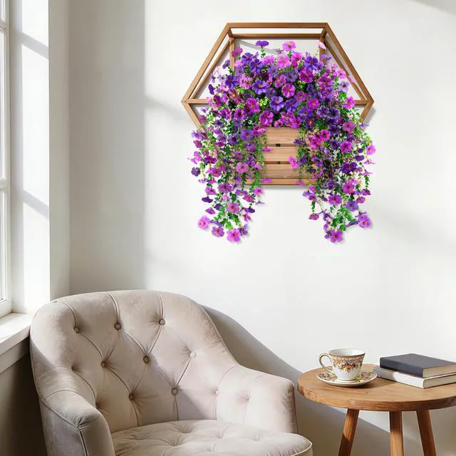 Alt view image 7 of 7 - 2 Pcs Artificial Hanging Flowers, UV Resistant Fake Flowers, Double Purple | Flexible Stems, Full Bundle Faux Flowers for Outdoor Planters, Zero Maintenance for Patio, Garden, Balcony