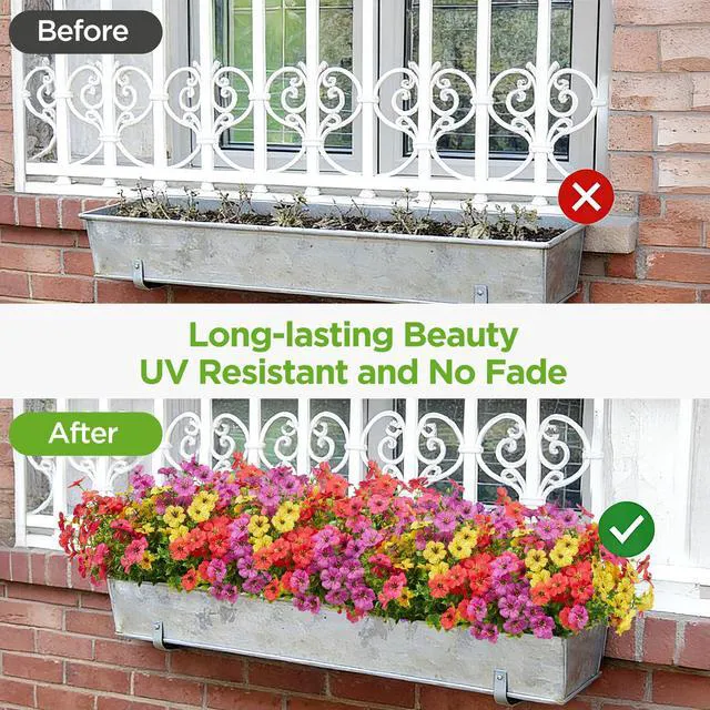 Alt view image 4 of 7 - Artificial Flowers for Outdoors Fake Silk Faux Plant 4 Hues 12 Pcs | Outdoors, UV Resistant, Indoor, Outside, Bendable, Adjustable Stems, Look Real, Cemetry, Decoration, Patio, Planter, Pots