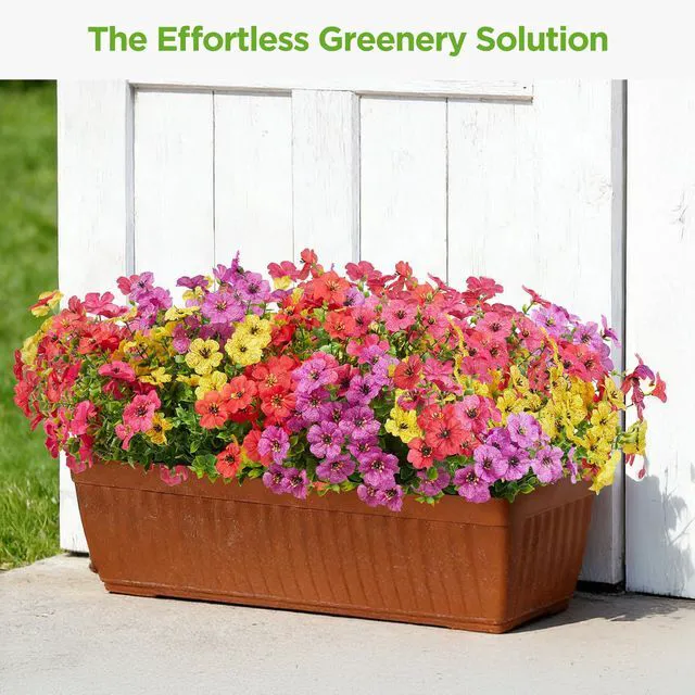Alt view image 5 of 7 - Artificial Flowers for Outdoors Fake Silk Faux Plant 4 Hues 12 Pcs | Outdoors, UV Resistant, Indoor, Outside, Bendable, Adjustable Stems, Look Real, Cemetry, Decoration, Patio, Planter, Pots