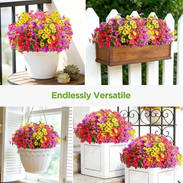 Alt view image 6 of 7 - Artificial Flowers for Outdoors Fake Silk Faux Plant 4 Hues 12 Pcs | Outdoors, UV Resistant, Indoor, Outside, Bendable, Adjustable Stems, Look Real, Cemetry, Decoration, Patio, Planter, Pots