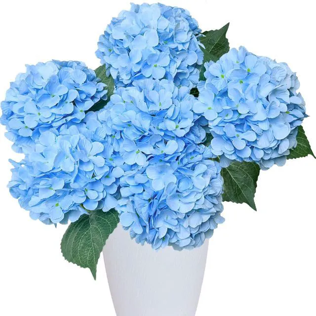 Main image of 6PCS Premium Blue Hydrangea Artificial Flowers, Realistic Silk Fake Hydrangeas with Stems, Faux Flower Arrangement for Home Wedding Bouquets Table Centerpieces Decoration