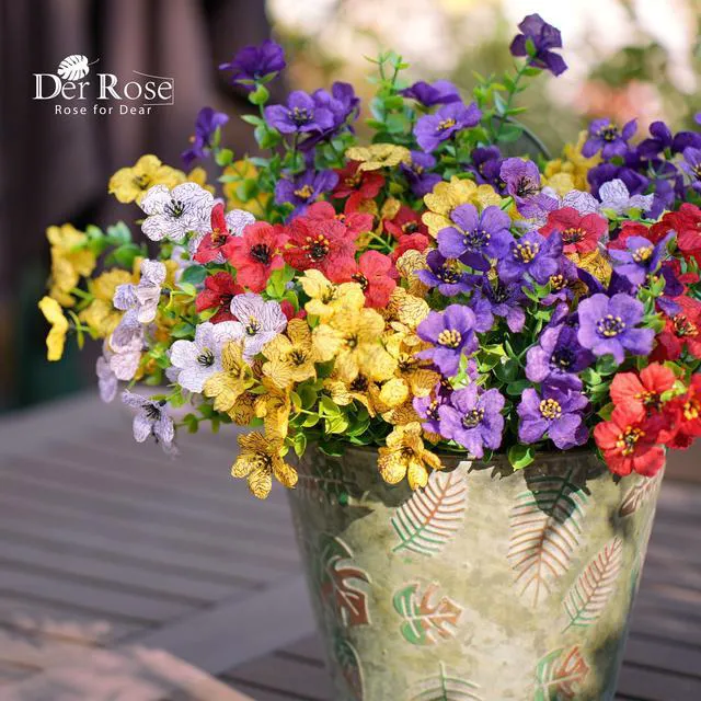 Alt view image 4 of 7 - 12 Bundles Artificial Daisy Fake Flowers for Outdoors, UV Resistant Colorful Silk Faux Flowers for Spring Home Porch Garden Decor