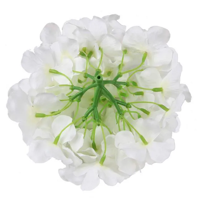 Alt view image 2 of 7 - Silk Hydrangea Heads Artificial Flowers Heads with Stems for Home Wedding Decor,Pack of 10 (White)