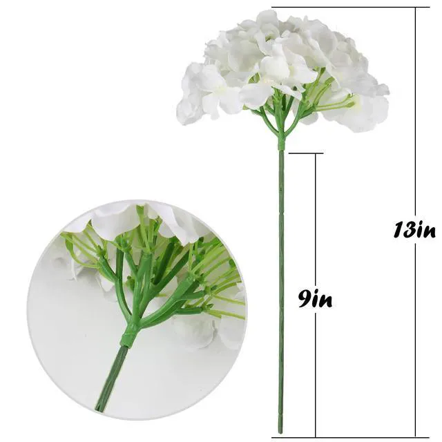 Alt view image 3 of 7 - Silk Hydrangea Heads Artificial Flowers Heads with Stems for Home Wedding Decor,Pack of 10 (White)