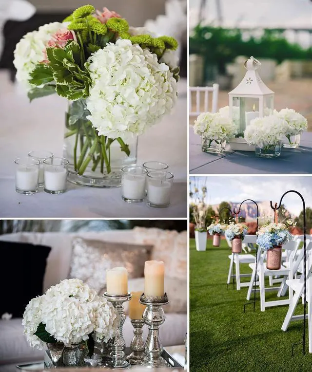 Alt view image 7 of 7 - Silk Hydrangea Heads Artificial Flowers Heads with Stems for Home Wedding Decor,Pack of 10 (White)