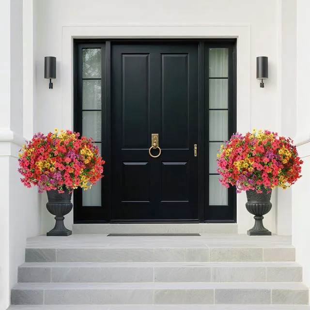 Alt view image 7 of 7 - 32 Bundles Artificial Flowers for Outdoors,All Weather Fake Flowers | 4 Vibrant Colors Faux Flowers,UV Resistant,Suitable for Gardens,Terraces,Balconies,Porches and Windowsill