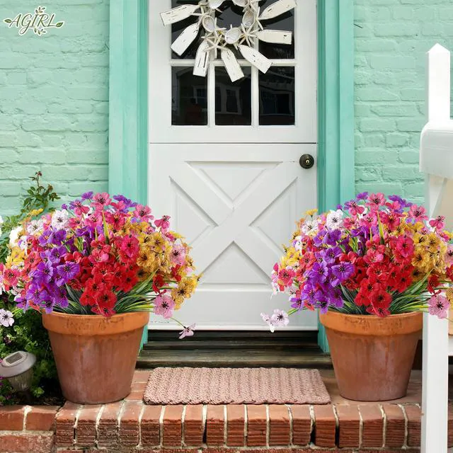Alt view image 6 of 7 - Artificial Flowers Outdoor UV Resistant Fake Plant Garden Patio Decor | 24 Bundles,NoFade Realistic PE Silk Faux Flowers for Hanging Window Planter,Yard, Front Porch,Outside,GraveCemetery Decor