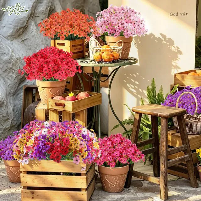 Alt view image 7 of 7 - Artificial Flowers Outdoor UV Resistant Fake Plant Garden Patio Decor | 24 Bundles,NoFade Realistic PE Silk Faux Flowers for Hanging Window Planter,Yard, Front Porch,Outside,GraveCemetery Decor