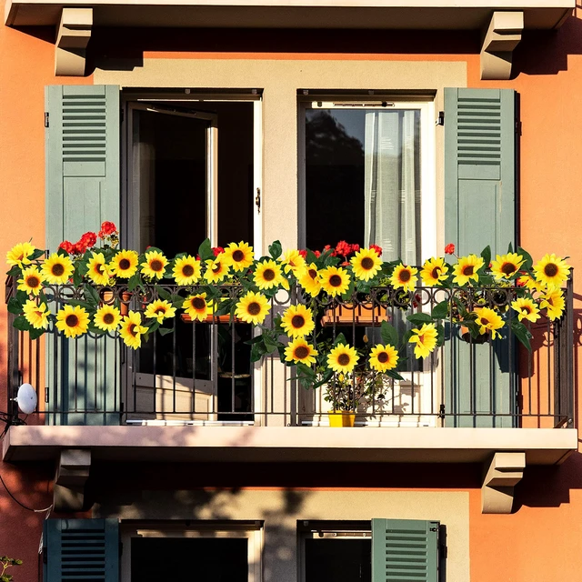 Alt view image 7 of 7 - 3 Pack Artificial Sunflower Garland, 7.5ft/Strand Silk Sunflowers Hanging Vines Flowers with Green Leaves for Room Kitchen Garden Birthday Wedding Baby Shower Party Table Decor Large