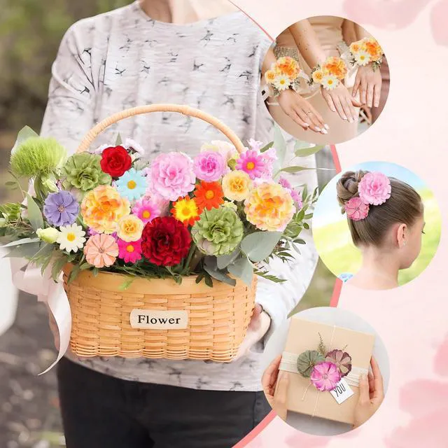 Alt view image 3 of 7 - 210 Pcs Mini Silk Flower Heads Small Fake Rose Daisy Faux Flowers Bulk for Crafts Artificial 3D Loose Fabric Flowers Heads Sunflower Bulk for Wedding Hair Cap Dresses Decorations (Bright Colors Mixed)