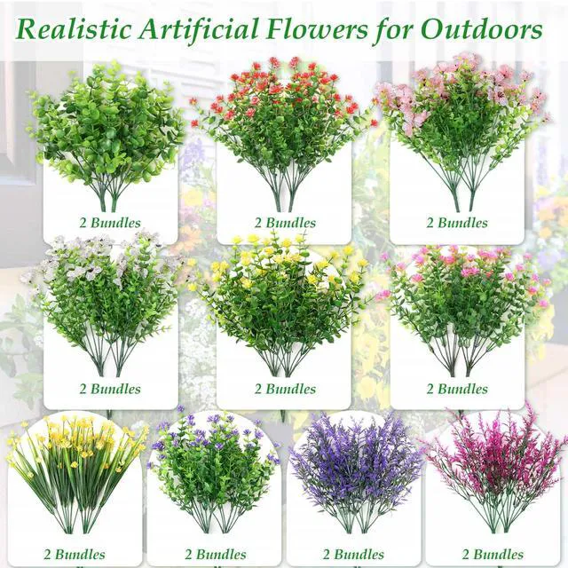 Alt view image 3 of 7 - 20 Bundles Realistic Artificial Flowers Bulk for Outdoors, UV Resistant | Real Touch Faux Silk Wildflowers and Fake Lavender Plant for Outside Garden Patio Porch Window Box Planter Decoration