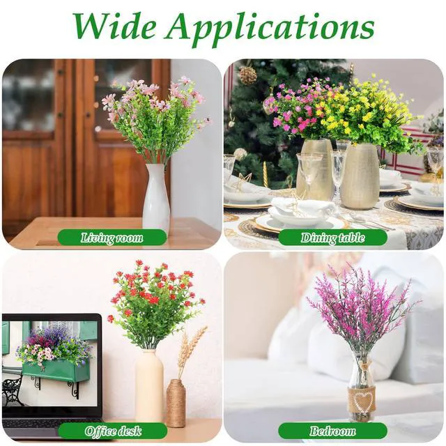 Alt view image 7 of 7 - 20 Bundles Realistic Artificial Flowers Bulk for Outdoors, UV Resistant | Real Touch Faux Silk Wildflowers and Fake Lavender Plant for Outside Garden Patio Porch Window Box Planter Decoration