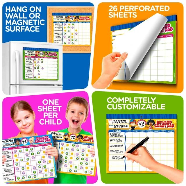 Alt view image 3 of 6 - Behavior Reward Chart System - Pad with 26 Chore Charts for Kids, 2800 Stickers to Motivate Responsibility & Good Habits