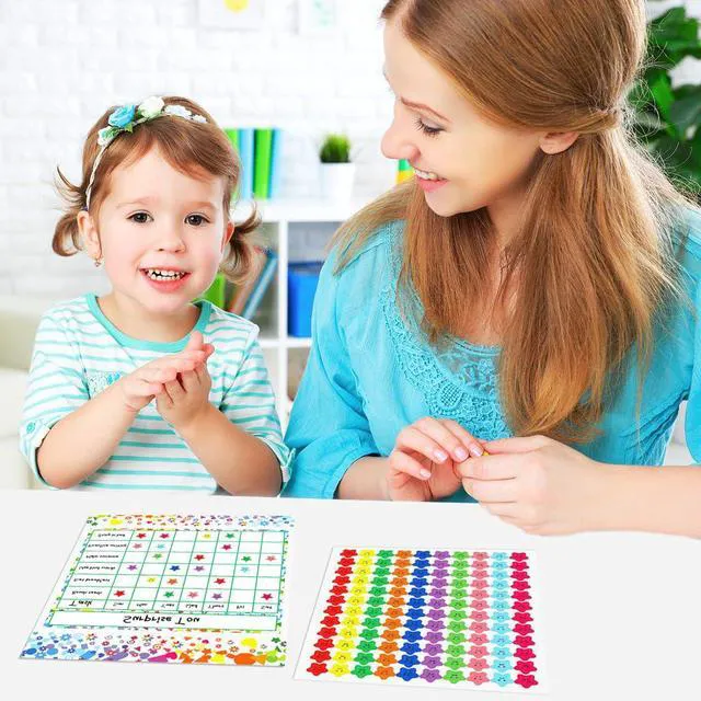 Alt view image 6 of 7 - 80 Pack Reward Chart for Kids, Incentive Chart Behavior Chart for Kids at Home, 2 Designs with 2160 Star Sticker, Kids Chore Chart, Sticker Chart for Kids Behavior