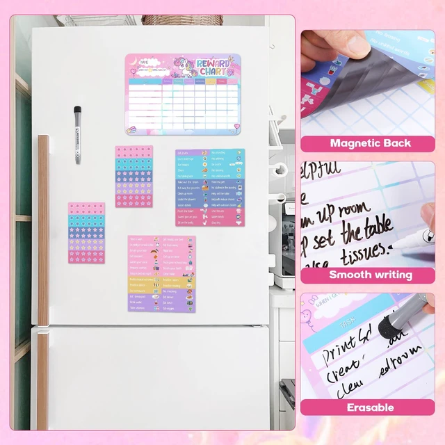 Alt view image 3 of 7 - Reward Chart for Kids, 52 Chore Charts, Unicorn Behaviour Board Set | 120 Magnetic Star Stickers, Responsibility Board, Daily Routine for Home, Toddlers, Parents, Teachers, Bedtime, Chores, Goals