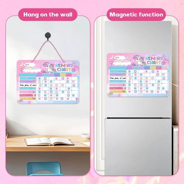 Alt view image 5 of 7 - Reward Chart for Kids, 52 Chore Charts, Unicorn Behaviour Board Set | 120 Magnetic Star Stickers, Responsibility Board, Daily Routine for Home, Toddlers, Parents, Teachers, Bedtime, Chores, Goals