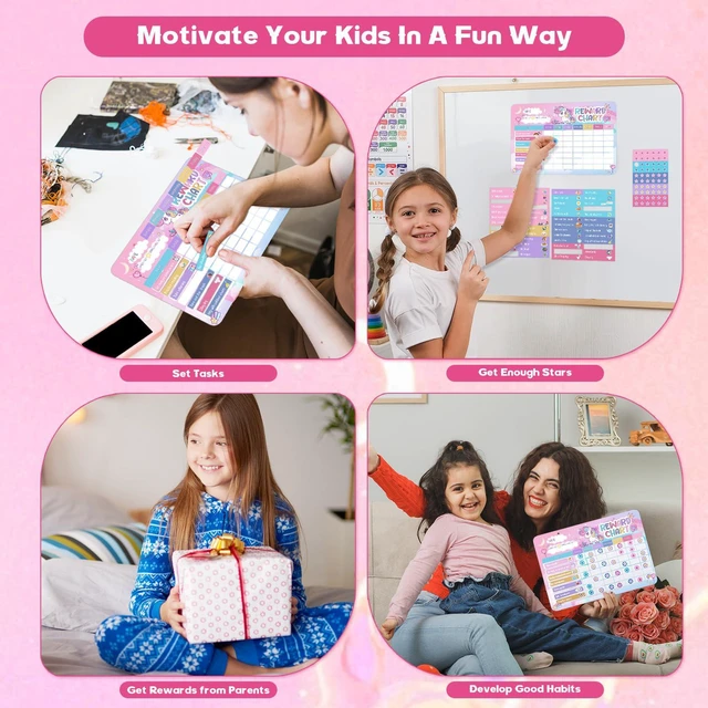 Alt view image 6 of 7 - Reward Chart for Kids, 52 Chore Charts, Unicorn Behaviour Board Set | 120 Magnetic Star Stickers, Responsibility Board, Daily Routine for Home, Toddlers, Parents, Teachers, Bedtime, Chores, Goals