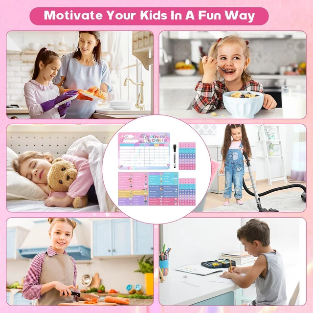 Alt view image 7 of 7 - Reward Chart for Kids, 52 Chore Charts, Unicorn Behaviour Board Set | 120 Magnetic Star Stickers, Responsibility Board, Daily Routine for Home, Toddlers, Parents, Teachers, Bedtime, Chores, Goals