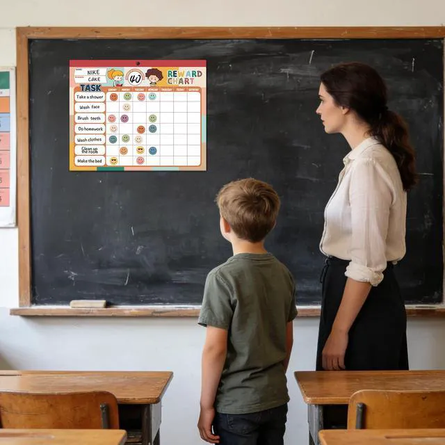 Alt view image 6 of 7 - Boho 32 Chore Charts Behavior Reward Chart System,Sticker Chore Chart Pad for Students with 2328 Stickers, 12.2" x 9.8" Magnetic Reward Chart to Develop Responsibility & Good Habits.