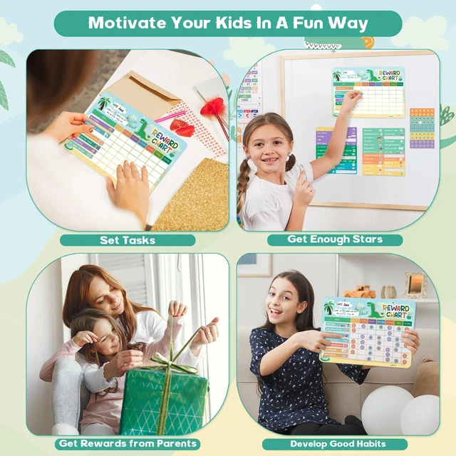 Alt view image 6 of 7 - 52 Chore Reward Chart for Kids, Dinosaur Magnetic Behaviour Board | 120 Magnetic Star Stickers, Responsibility Board, Daily Routine for Home, Toddlers, Parents, Teachers, Bedtime, Chores, Goals