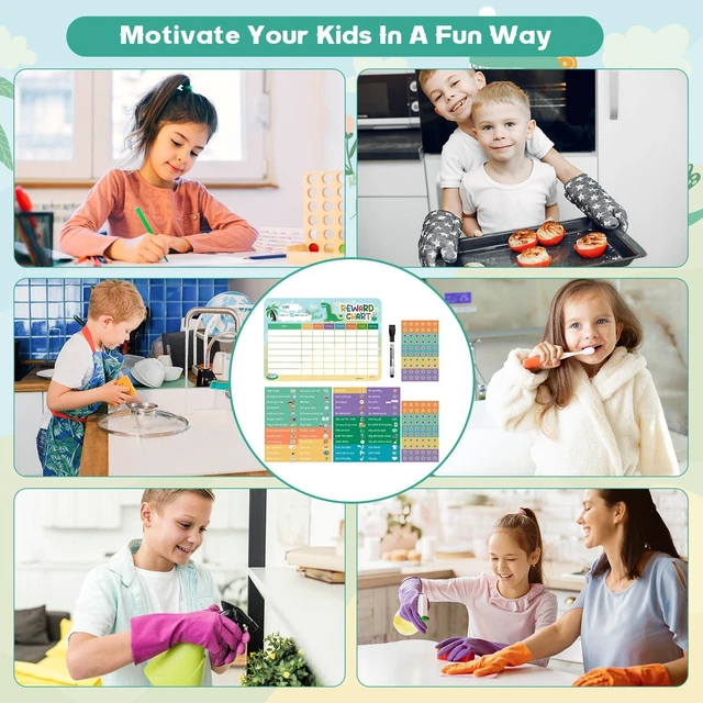 Alt view image 7 of 7 - 52 Chore Reward Chart for Kids, Dinosaur Magnetic Behaviour Board | 120 Magnetic Star Stickers, Responsibility Board, Daily Routine for Home, Toddlers, Parents, Teachers, Bedtime, Chores, Goals