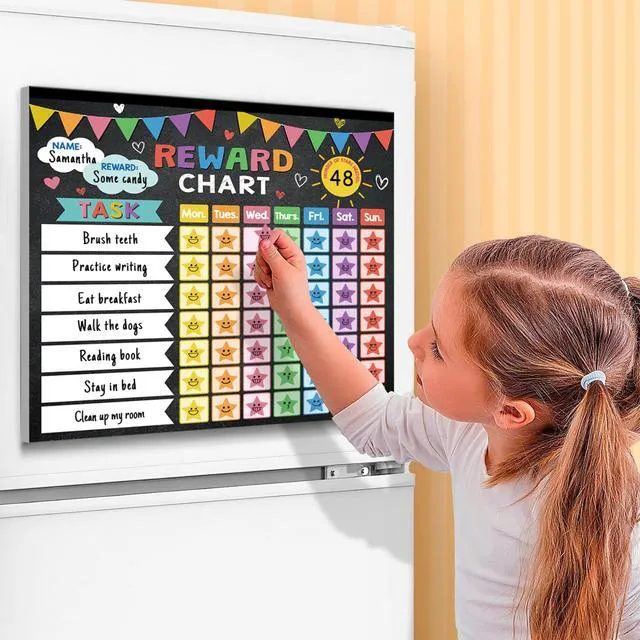Alt view image 2 of 7 - Reward Chart for Kids,Magnetic Behavior Chore Chart for Kids at Home,26 Black Chore Charts,1960 Star Stickers,56 Reward Stickers,Incentive Chore Chart to Develop Responsibility and Good Habits