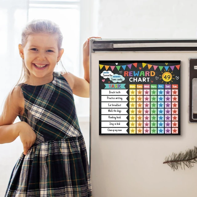 Alt view image 6 of 7 - Reward Chart for Kids,Magnetic Behavior Chore Chart for Kids at Home,26 Black Chore Charts,1960 Star Stickers,56 Reward Stickers,Incentive Chore Chart to Develop Responsibility and Good Habits