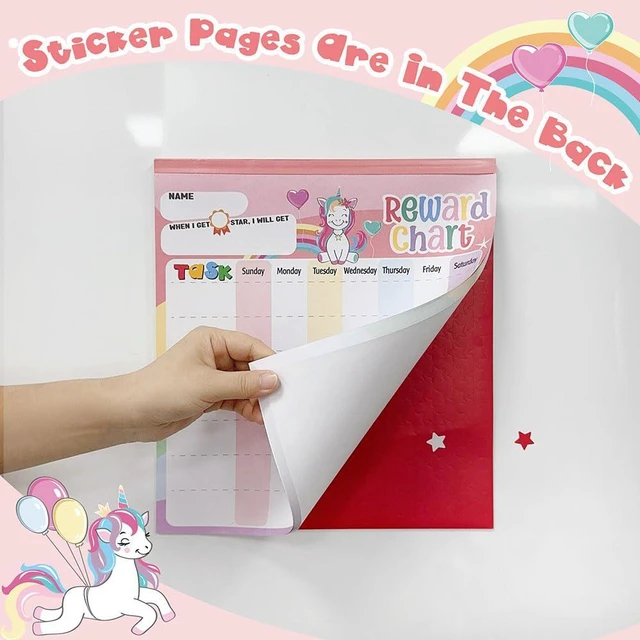 Alt view image 3 of 7 - Reward Chart for Kids Unicorn Magnetic Kids Behavior Chart | Pad With 26 Chore Charts, 1920 Star Stickers, 49 Incentive Stickers, Responsibility Chart for Kids Girls Toddlers