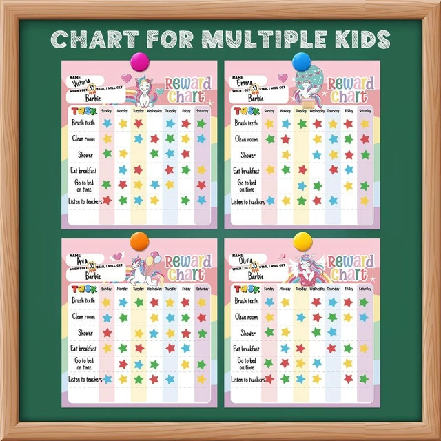 Alt view image 5 of 7 - Reward Chart for Kids Unicorn Magnetic Kids Behavior Chart | Pad With 26 Chore Charts, 1920 Star Stickers, 49 Incentive Stickers, Responsibility Chart for Kids Girls Toddlers