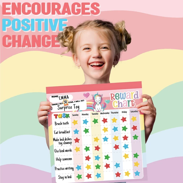Alt view image 4 of 7 - Reward Chart for Kids Unicorn Magnetic Kids Behavior Chart | Pad With 26 Chore Charts, 1920 Star Stickers, 49 Incentive Stickers, Responsibility Chart for Kids Girls Toddlers