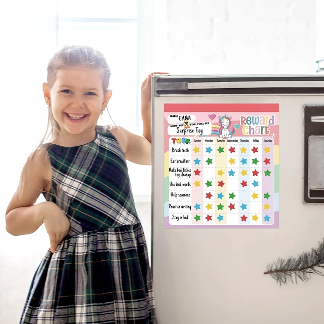 Alt view image 6 of 7 - Reward Chart for Kids Unicorn Magnetic Kids Behavior Chart | Pad With 26 Chore Charts, 1920 Star Stickers, 49 Incentive Stickers, Responsibility Chart for Kids Girls Toddlers