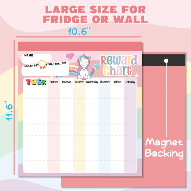Alt view image 7 of 7 - Reward Chart for Kids Unicorn Magnetic Kids Behavior Chart | Pad With 26 Chore Charts, 1920 Star Stickers, 49 Incentive Stickers, Responsibility Chart for Kids Girls Toddlers