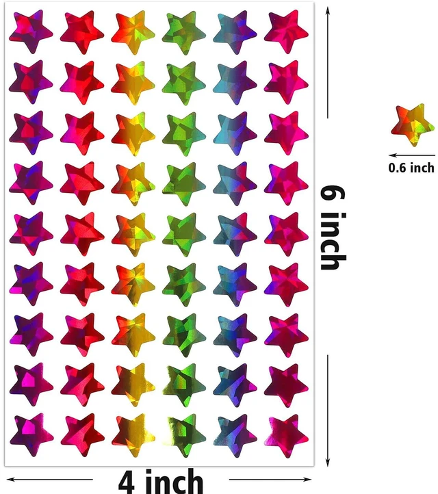 Alt view image 4 of 7 - Star Stickers for Kids Reward, 0.6" Holographic Stickers, Rainbow-Colored | 1620 Stickers Value Pack, Foil Star Sticker for Behavior Chart, Student Planner, School Classroom Teacher Supplies, DIY