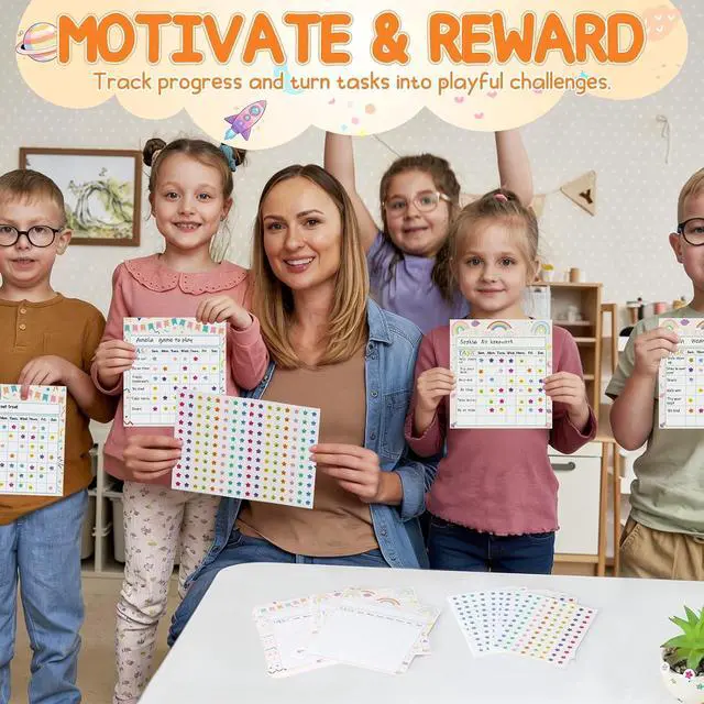 Alt view image 2 of 7 - Sticker Chart for Kids 70 PCS Chore Chart for Kids with 2640 Star Stickers | Behavior Chart for Kids at Home,Incentive Chart for Classroom Reward Chart for Students,Star Chart for Multiple Kids