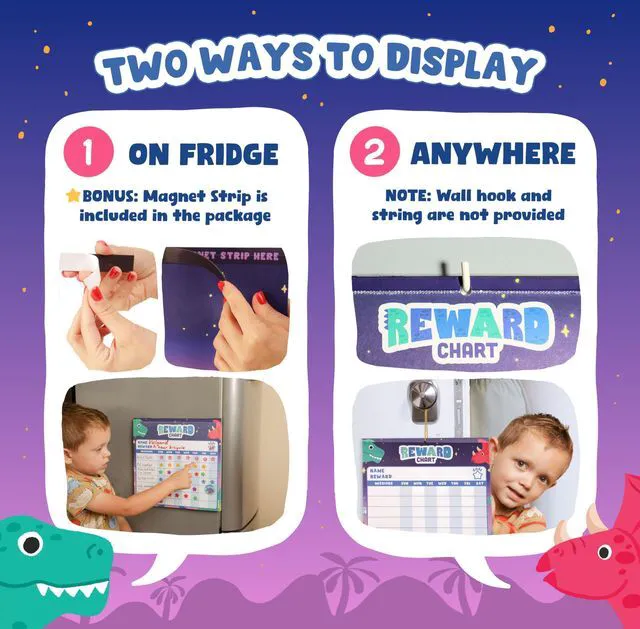 Alt view image 4 of 6 - Magnetic Chore Chart for Kids Dinosaur Reward Chart for Kids Behavior at Home & Classroom, Reusable Dry Erase Sticker Chart, Toddler Morning Routine Responsibility Board