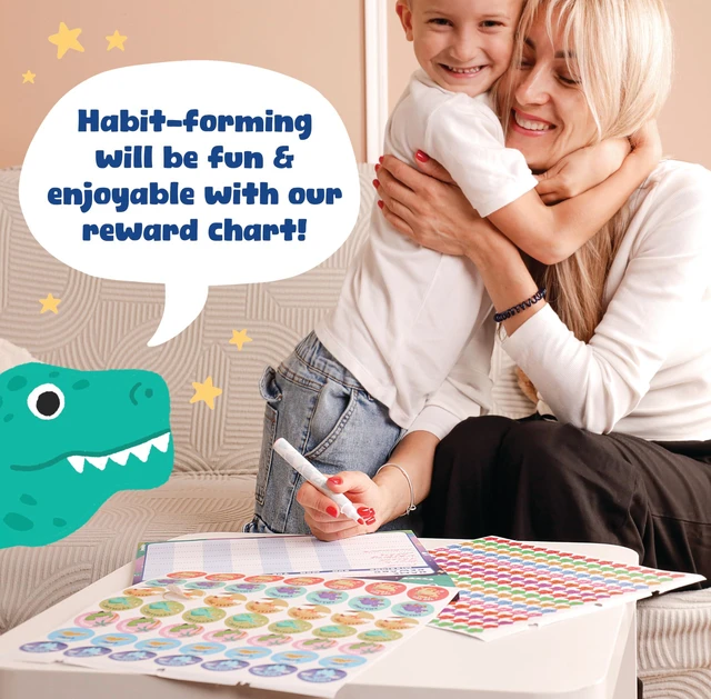 Alt view image 6 of 6 - Magnetic Chore Chart for Kids Dinosaur Reward Chart for Kids Behavior at Home & Classroom, Reusable Dry Erase Sticker Chart, Toddler Morning Routine Responsibility Board