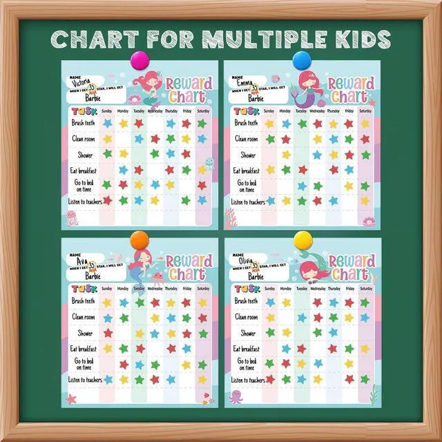 Alt view image 5 of 7 - Reward Chart for Kids Mermaid Magnetic Kids Behavior Chart | Pad With 26 Chore Charts, 1920 Star Stickers, 36 Incentive Stickers, Responsibility Chart for Kids Girls Toddlers