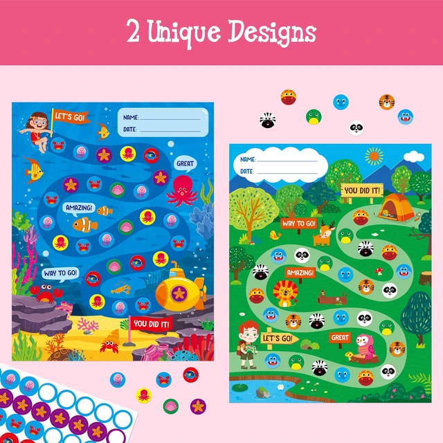 Alt view image 4 of 7 - 40 Pack Incentive Chart, 2 Adorable Designs with 1078 Stickers, Classroom Family Reward Chart System for Kids Homework Assignments, Attendance, Good Behavior, Chores, Potty Training Progress